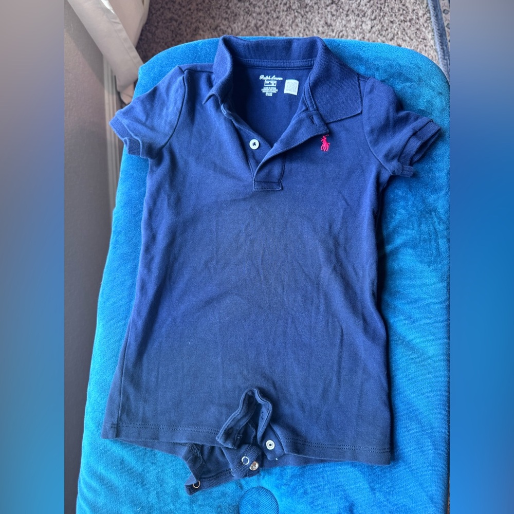 Ralph Lauren Blue Polo Shortall snap bottom 18 months